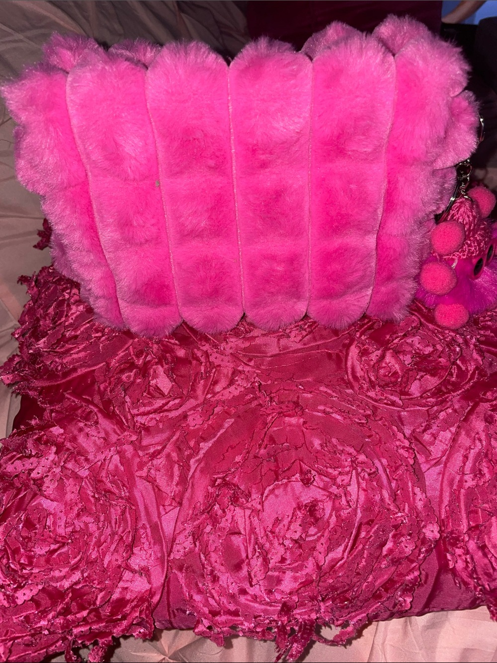 Fluffy Hot Pink Faux Fur Clutch